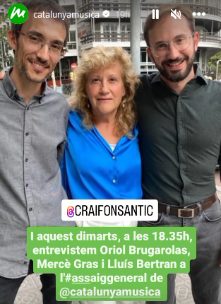 crai_ub's tweet photo. 📻 Aquesta tarda entrevisten a Oriol Brugarolas @HistoriaArtUB, Mercè Gras #ACDCB i Lluís Bertran @ICCMU, comissaris de la mostra ‘Cap dia sense música’ del #CRAIFonsAntic i el Museu Diocesà.

🎙️👂 Segueix-la al programa @Assaig_general a les 18.35h!

ℹ️  https://t.co/b1BbKJGQGs https://t.co/kBB0Bg3ycp