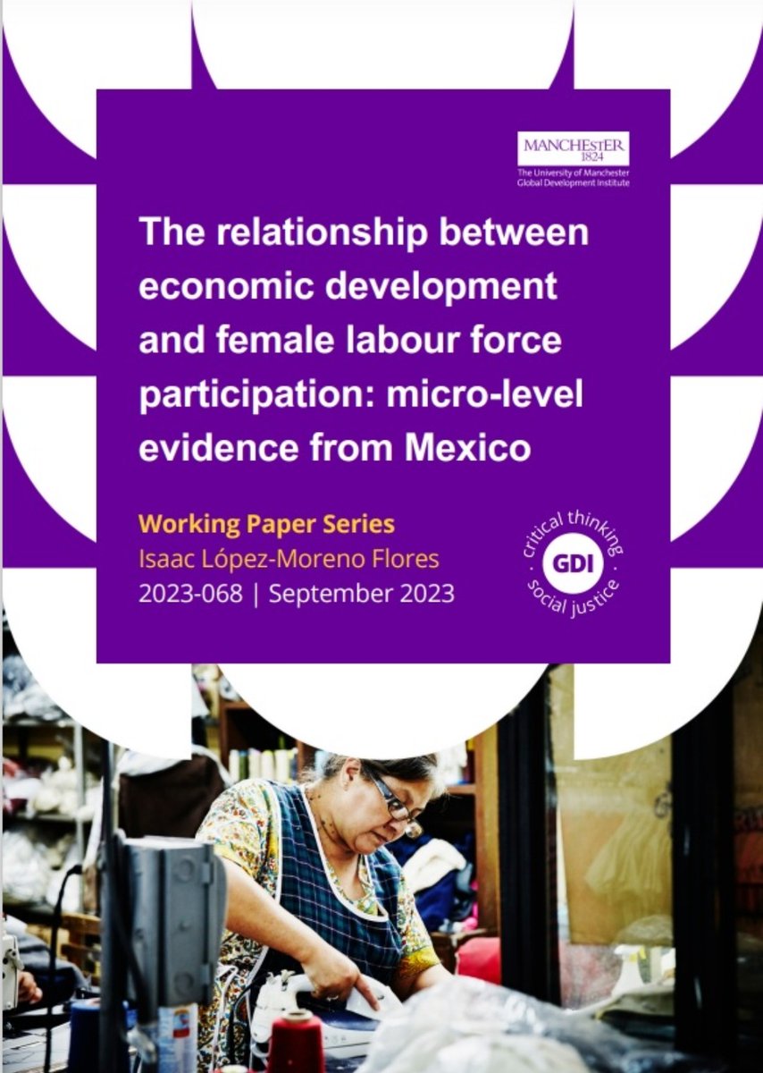 iLopezMoreno's tweet photo. This is my first working paper, published by @GlobalDevInst. 

I analyze the relationship between female labor participation and different levels of economic development within Mexico.

I sent it to Claudia Goldin 2 weeks ago and she responded! Perfect timing! https://t.co/7wo10RLBgi