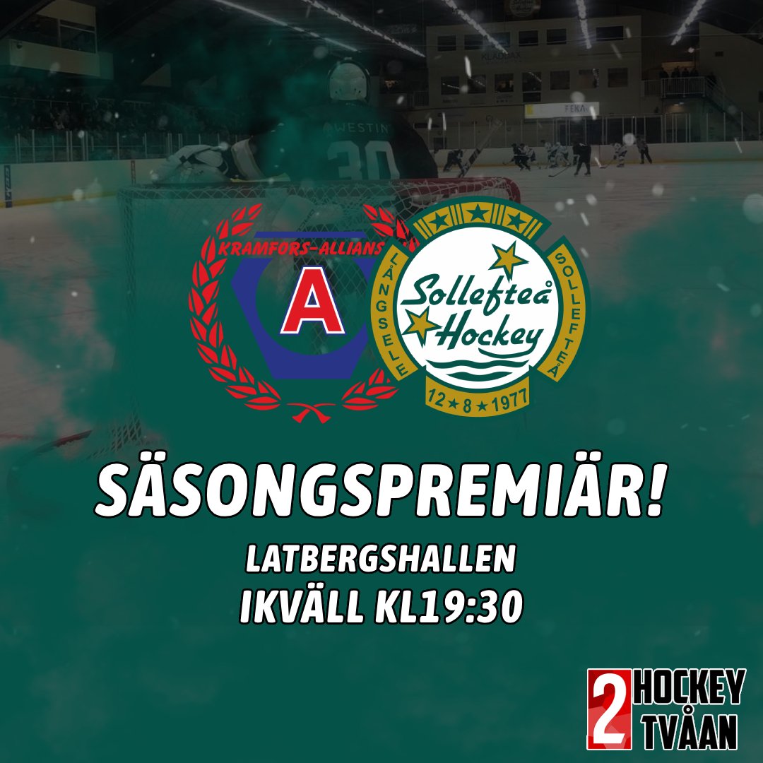 Hockeytvåan • Ikväll är det även säsongspremiär och derby för vårat A-lag när dom möter Kramfors-Alliansen på bortaplan. Kom och heja fram oss till seger!💚💛 #hejahejapolarna