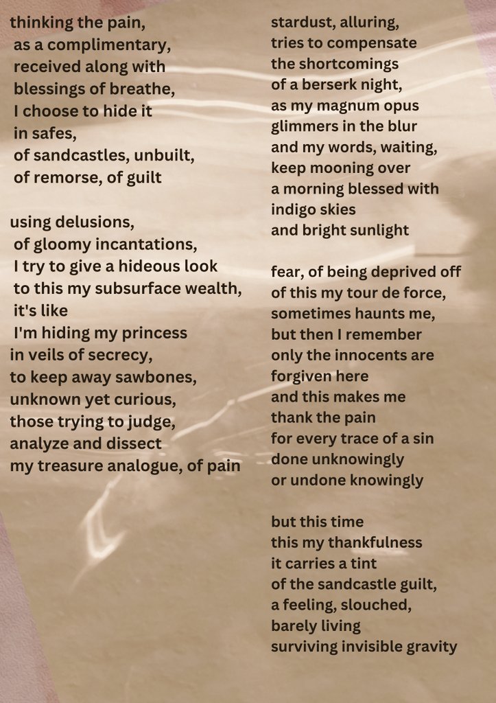 thinking the pain,
as a complimentary,
received along with
blessings of breathe
I choose to hide it
in safes

#vss365
#BrknShrds
#inkMine
#DarkLines 719
#turningthephrase
#reevesroses
#firewords280
#SymphandJules
#366FF
#moonmystic
#rise365 283
#MartialMonday
#TheDailyPrompt