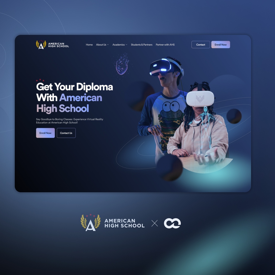 Cr3ativeGrowth's tweet photo. American High School: Pioneers in virtual education. We had the opportunity to work on their digital rebranding and website design, remaining attached to trends and reflecting everything they wanted to convey.

Leaving us with modern, futuristic, fun and educational results.

... https://t.co/MjQSK4xvJv