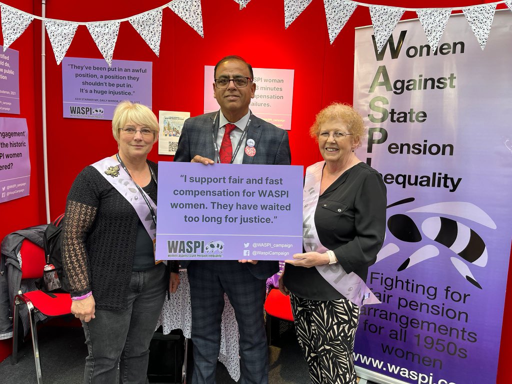 MP for Bedford Mohammad Yasin supporting #WASPI at the #LabourConference2023 #FairandFastCompensation