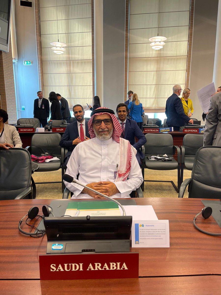 KSAembassyNL's tweet photo. انطلقت اليوم في لاهاي اجتماعات المجلس التنفيذي لمنظمة حظر الاسلحة الكيميائية في دورته ال ١٠٤ .وتشارك المملكة في اجتماعات هذه الدورة بوفد يرأسه سفير خادم الحرمين الشريفين لدى مملكة هولندا والمندوب الدائم للمملكة لدى منظمة حظر الاسلحة الكيميائية زياد بن معاشي العطية.
#opcw
#EC104 https://t.co/YngxI8MZ2E