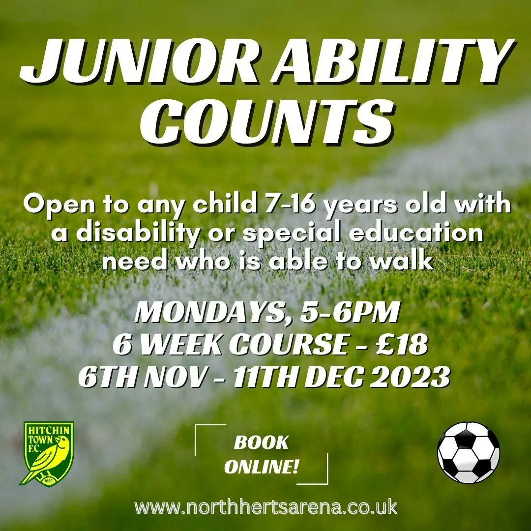 The_Arena_HTCFC's tweet photo. NEW COURSES! Starting after half-term:
⚽️ Junior Ability Counts
⚽️ Primary & Enhanced Clinics
⚽️ Safe Hands
Plus, @HitchinTownFC #October #Football #Fun starts in just 2 weeks – book online!
#footballfun #footy #footymad #footballcourse #hertshour #baldock #hitchin #halfterm https://t.co/fmYCezJspD