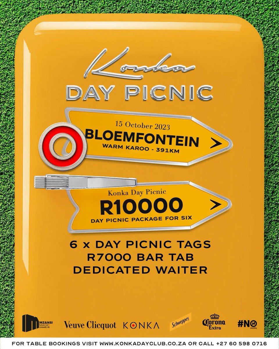 athandwe_'s tweet photo. All roads lead to Bloem this weekend for the #KonkaDayPicnic 15 October hosted by @casspernyovest 💛 Packages available below. 🚗💨 #OperationBloem @KonkaSoweto https://t.co/6RYRQ1B1nE