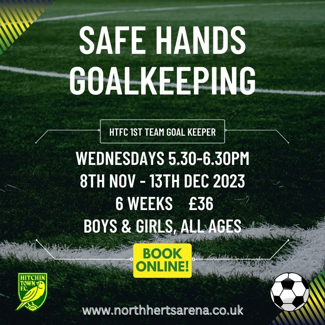 The_Arena_HTCFC's tweet photo. NEW COURSES! Starting after half-term:
⚽️ Junior Ability Counts
⚽️ Primary & Enhanced Clinics
⚽️ Safe Hands
Plus, @HitchinTownFC #October #Football #Fun starts in just 2 weeks – book online!
#footballfun #footy #footymad #footballcourse #hertshour #baldock #hitchin #halfterm https://t.co/fmYCezJspD