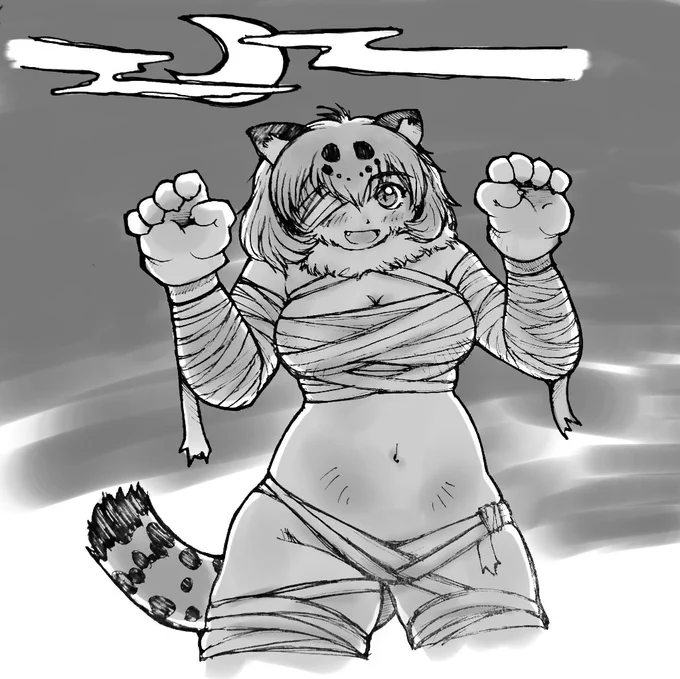 昔のハロウィン時期に描いたジャガーさん #けものフレンズ