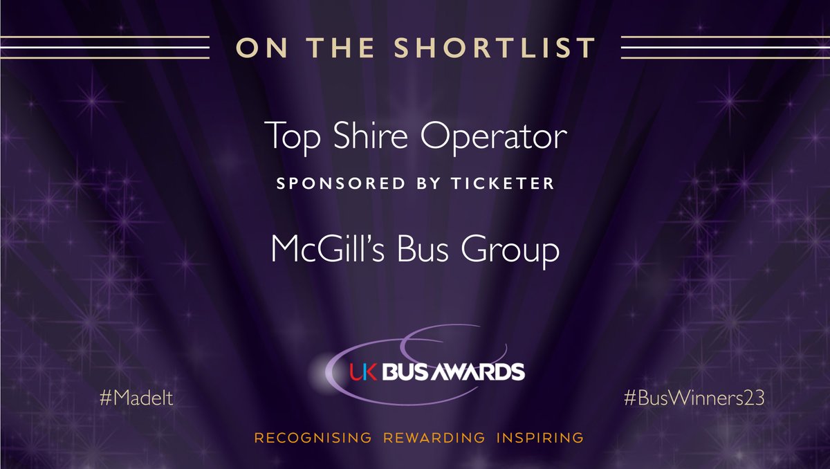 🎉 Exciting News! 🚌 We are thrilled to announce that McGill’s Bus Group is a finalist for the prestigious Top Shire Operator Award sponsored by Ticketer at the UK Bus Awards. Congratulations to the entire team! 🏆 #UKBusAwards #BusWinners23 #MadeIt