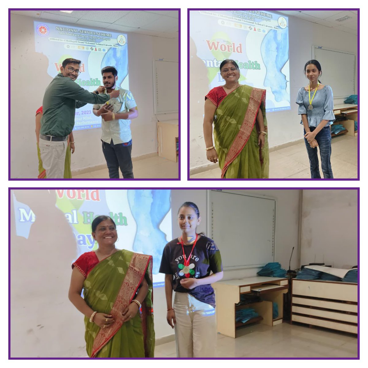 Nss_ssgi's tweet photo. The #judges for the competitions were Dr. Supriya Biswas, HOD, Chemistry Dept. and Dr. Samta Deshpande, Faculty. In the workshop, @dr_dsraghu , Professor Incharge and the guests expressed their views on these days, its importance, spread #awareness on #mentalhealth issues. https://t.co/4qm2Sujdc1