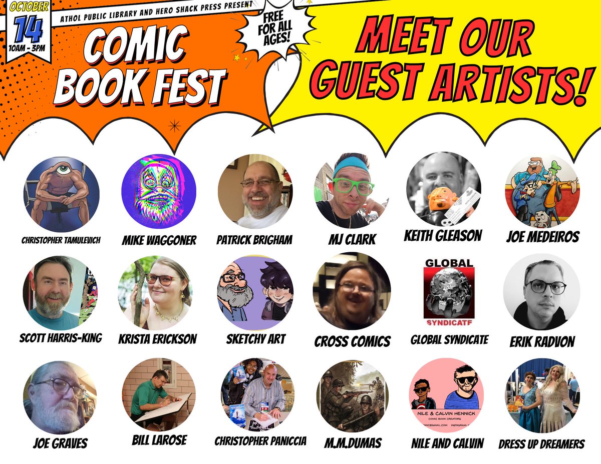This Saturday... Athol Comic Fest in Athol, MA. Free Admission, Free Parking! #GlobalSyndicatePublications will be there alongside many other talented creators. Come say hello and buy some books! #AtholComicFest