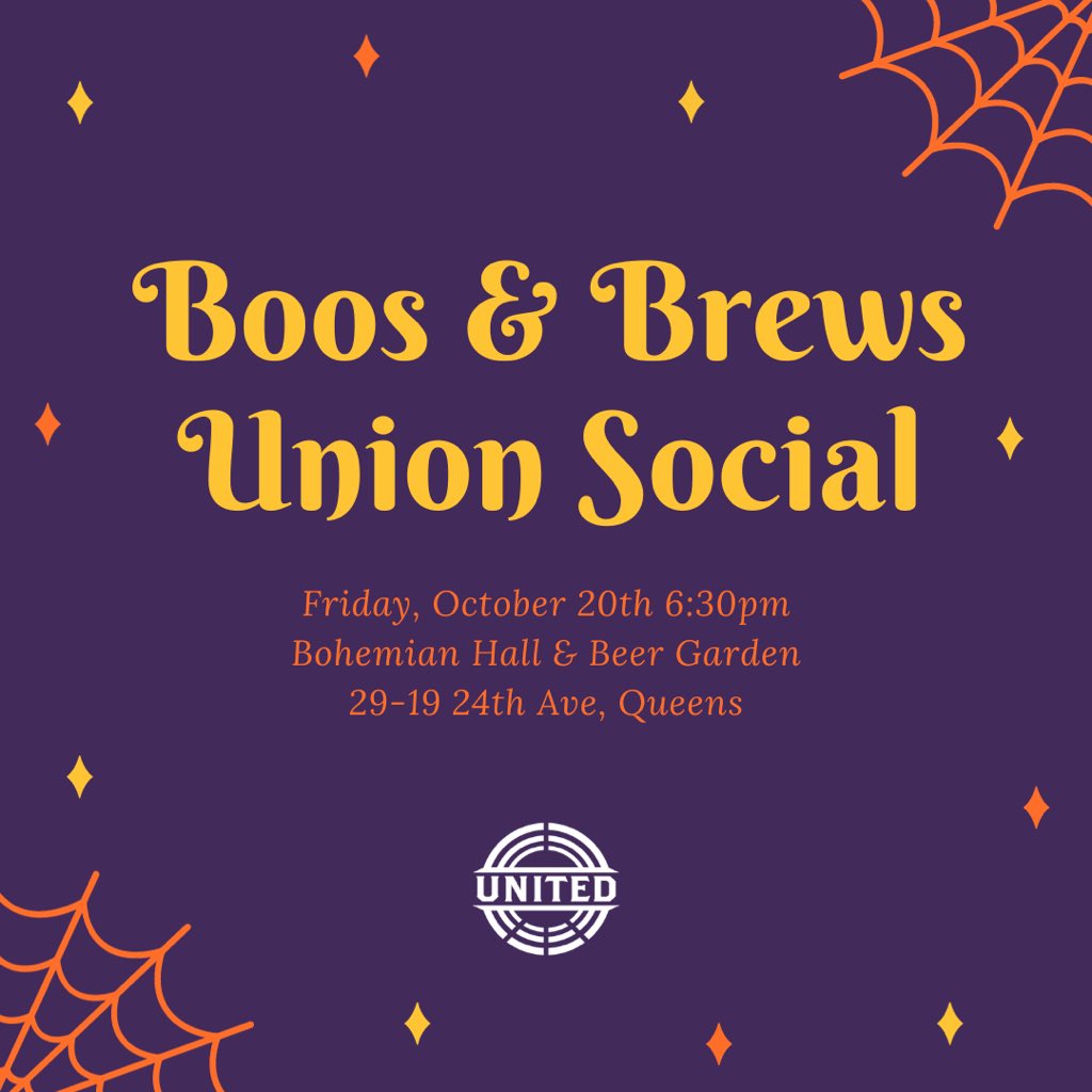 NYSLWU's tweet image. Do you also think low wages, a lack of overtime, and at-will employment are scary? 😱😱😱 Come to our Halloween Social! 10/20 at Bohemian Biergarten in Astoria. Costumes strongly encouraged!