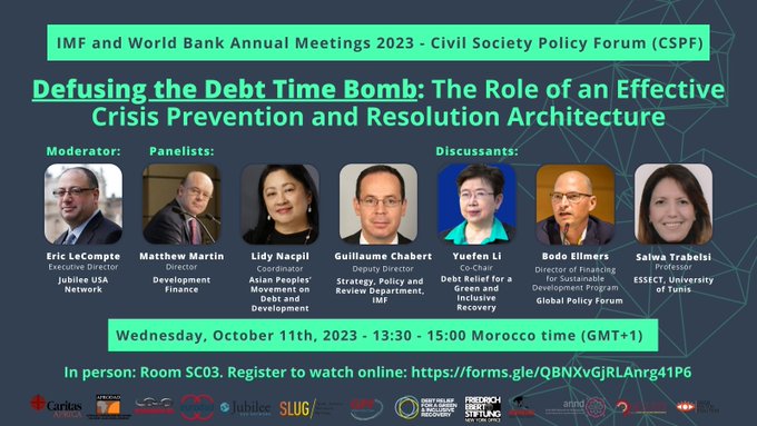 eurodad's tweet photo. First up, tomorrow at 13h30 (UTC+1) we will be discussing how to defuse the #Debt time bomb with @Eric_LeCompte, @MatthewMartinUK, @lnacpil, Yuefen Li, @BodoEllmers , Salwa Trablesi & @IMFNews .
Join in person or register to watch online:
📝https://t.co/LWX0HbfGWQ https://t.co/9wYVuig4S5