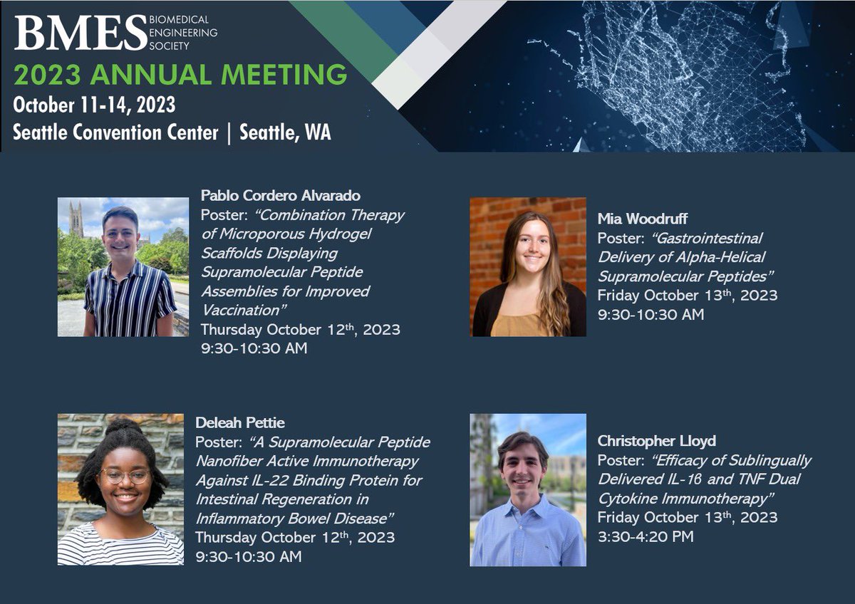 LabCollier's tweet image. If you’re at BMES this week, check out some of the work from our group on Thursday and Friday. See you in Seattle!