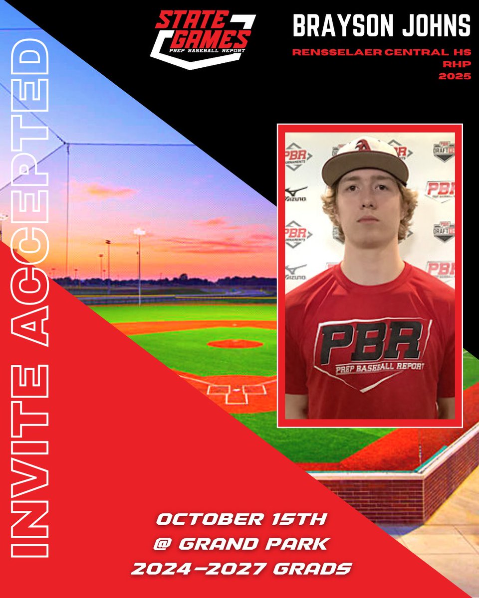 𝙄𝙣𝙙𝙞𝙖𝙣𝙖 𝙁𝙖𝙡𝙡 𝙎𝙩𝙖𝙩𝙚 𝙂𝙖𝙢𝙚𝙨
𝐼𝓃𝓋𝒾𝓉𝑒 𝒜𝒸𝒸𝑒𝓅𝓉𝑒𝒹

‘25 RHP Brayson Johns (<a href="/BraysonJohns/">Brayson Johns</a>)

High School: Rensselaer Central 
Summer Org: <a href="/TSArsenal_IN/">Arsenal Baseball</a> 

🗓️ October 15th
📍 Grand Park - Westfield 
🖇️ loom.ly/oC2tbWE

#BeSeen || #WhosNext