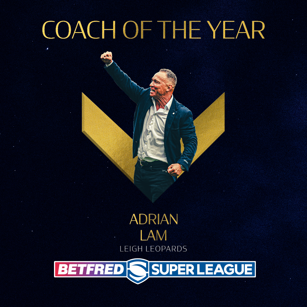 SuperLeague's tweet photo. Your #SuperLeague Coach of the Year is @LeighLeopardsRL's Adrian Lam 🐆 https://t.co/bQNLTZLAHA