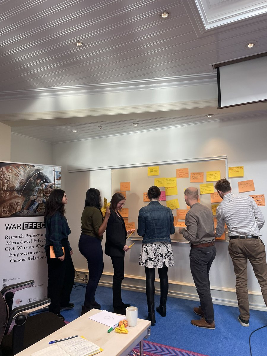 WarEffectsERC's tweet photo. Day two of the #WarEffects workshop started with an exercise on mapping emerging research themes related to gender, violence, and conflict. A big thanks to all of the participants! https://t.co/3w9tgem4ZC