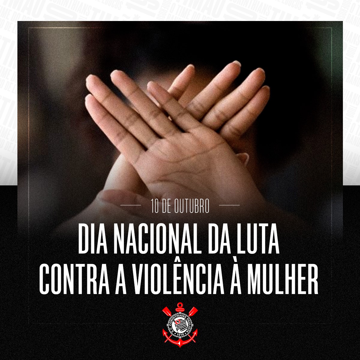 Corinthians's tweet photo. 10/10 - Dia Nacional da Luta Contra a Violência à Mulher 

Por respeito às mulheres, garantia de proteção e total apoio às vítimas de agressões! 

Se você souber de algum caso, denuncie! Ligue 180! 🚨

#VaiCorinthians https://t.co/u95X4NjHan