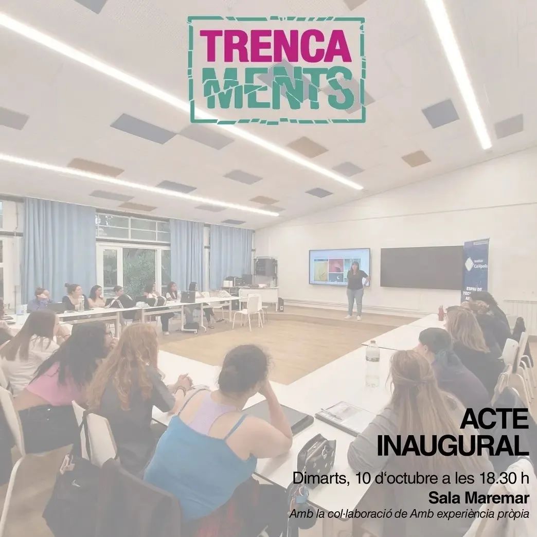 BCN_SantsMont's tweet photo. Avui, Dia Mundial de la #SalutMental, a #laMarina s'inaugura el cicle #TrencaMents:

🗣️ Col·loqui dinàmic sobre els estigmes i els estereotips en relació a la #salutmentalBCN.
 🔗 Amb Experiència Pròpia
🕡 18.30 h
📍 #SalaMaremar
ℹ️ https://t.co/rFSzzuZnMU https://t.co/UfZMgoHnuB