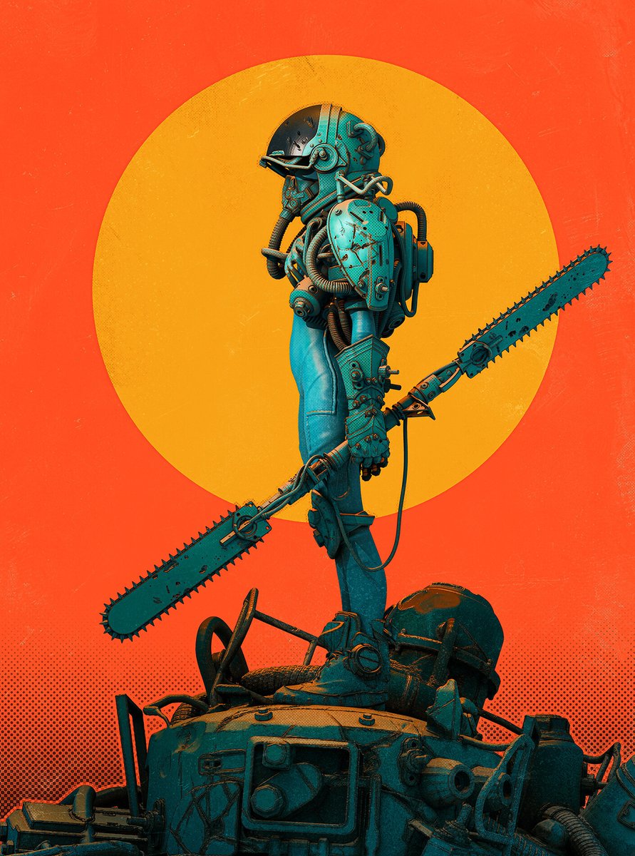 solo science fiction robot sitting helmet cable 1boy  illustration images