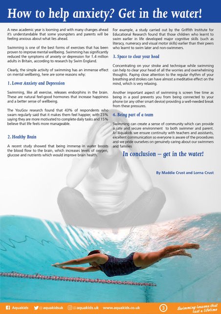 🧡On world mental health day it’s worth remembering the benefits of swimming and being in the water for your physical and mental well being. 

🧡We wrote this article a few years ago and it’s still extremely relevant and appropriate reminder on this day