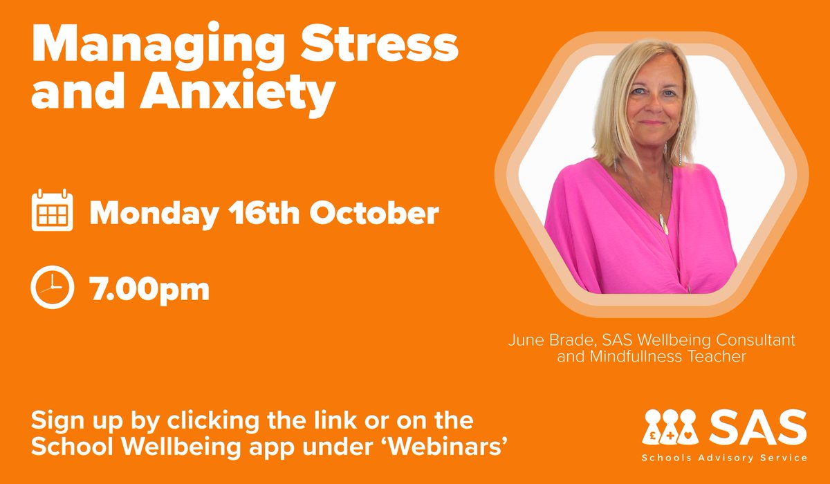 "Although Stress is not a psychological illness, left unnoticed or ignored it can quickly become one"

Join June for her latest online workshop where she will be looking at ways to 'Manage Stress and Anxiety'.

Sign up for free below👇 
schooladvice.co.uk/webinar/managi…

#WMHD2023