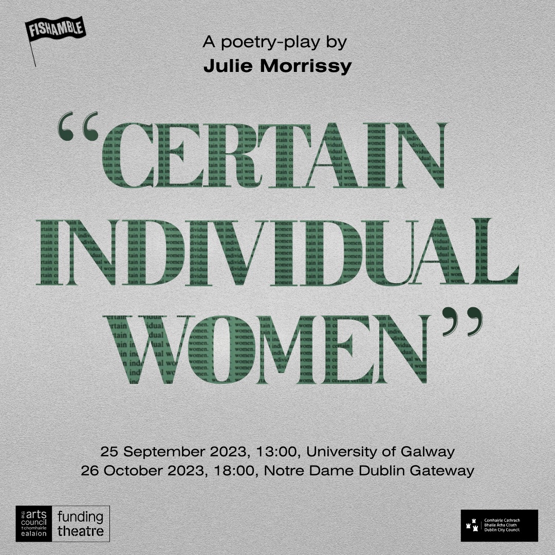 Booking now open for the Dublin reading of my poetry-play “Certain Individual Women” via rsvp@fishamble.com ⚖️ Delighted to be joined by @maebh_harding @adamdhanna & Jim Culleton @Fishamble for a post-show discussion. Tickets are free but limited! 🎟️