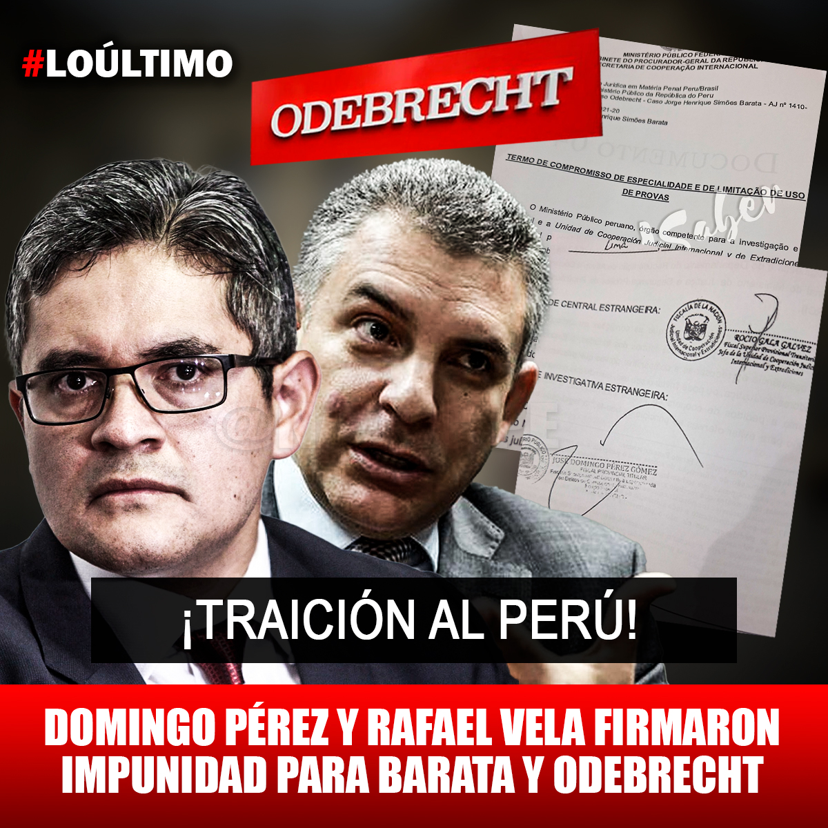 #ALERTA 🚨| Revelan que en 2021, Domingo Pérez y Rafael Vela firmaron un acuerdo que otorgaba inmunidad a Barata y Odebrecht.

Fuente: Willax TV