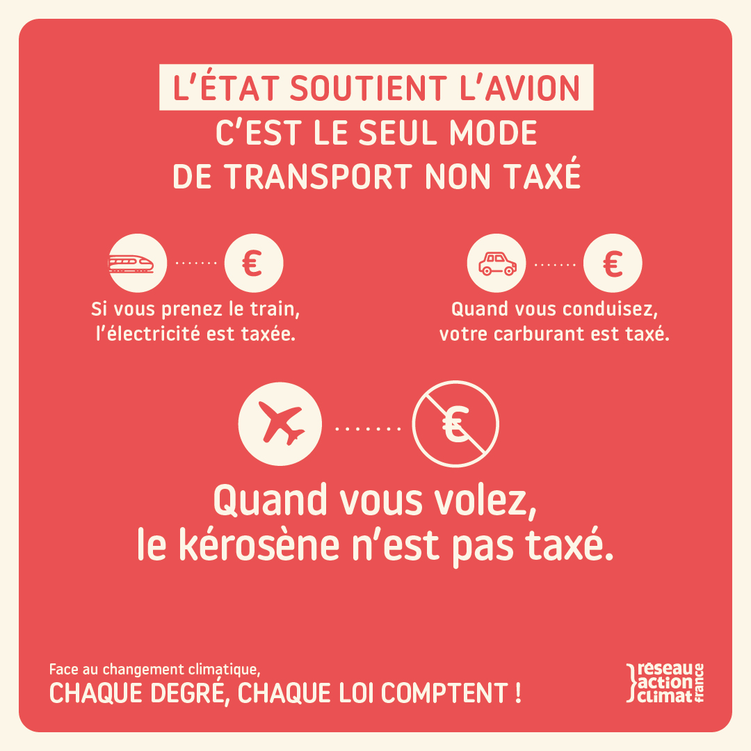 RACFrance's tweet photo. Continuer de subventionner le mode de transport le plus polluant alors que les besoins de financement des alternatives sont criant est irresponsable. Taxons le kérosène. https://t.co/kdpr9gXzvb