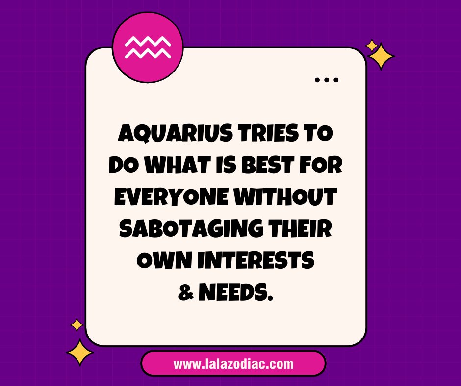AreAquarius's tweet photo. Aquarius tries to do what is best for everyone without sabotaging their own interests &amp; needs. #Lalazodiac #Zodiac #Aquarius https://t.co/Ce7P7l3Pbo
