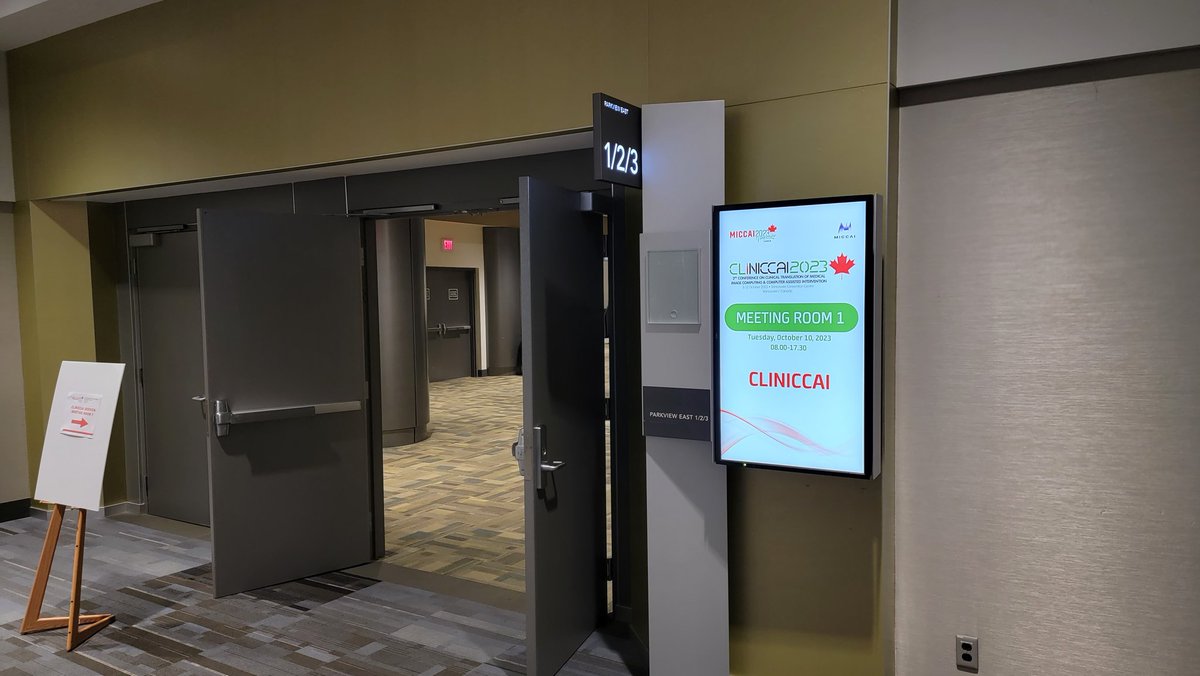 #CLINICCAI23 starts today at 8am in meeting room 1.
Come hear clinicians presenting translational works &amp; hear <a href="/AMIAinformatics/">AMIA</a> President Gretchen Jackson's keynote at 1pm.

Many thanks to <a href="/TouchSurgery/">Medtronic Digital Surgery</a> <a href="/IHUStrasbourg/">IHU Strasbourg</a> <a href="/pennsurgery/">PennSurgery</a> for supporting!

#MICCAI23 #MICCAI2023