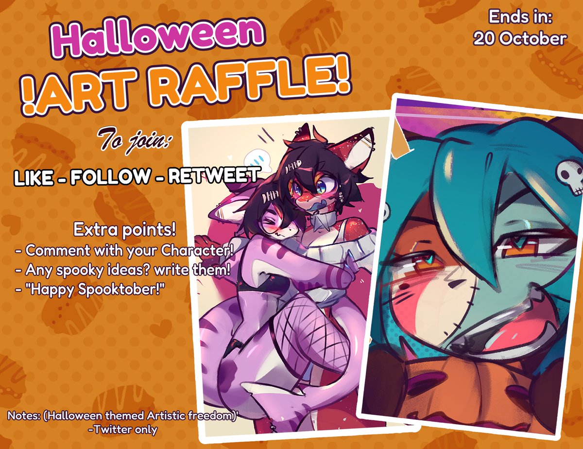 ✨Happy spookymonth!!✨🎃
I've finally reached 5K Followers as thx to for all the support!💖
My first art Raffle!
2 random winners for a spooky art
Follow &amp; Retweet
Ends: 20th October