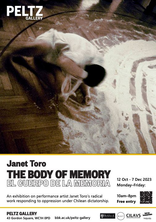 We are excited to invite you to the fantastic exhibition on political violence in Chile 'The Body of Memory' by artist Janet Toro. Join us for the opening and private view this Thursday at 6pm at <a href="/peltzgallery/">Peltz Gallery</a> Book your place here: www7.bbk.ac.uk/cilavs/2023/10…