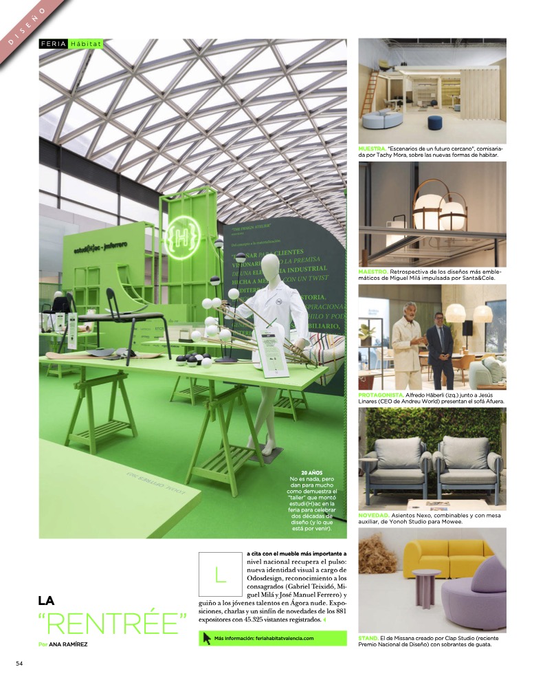 Lo mejor del diseño nacional e internacional trascendiendo las páginas de la prensa especializada. 

Así luce #Hábitat2023 en el último número de la revista <a href="/fueradeserie/">Fuera de Serie</a>: