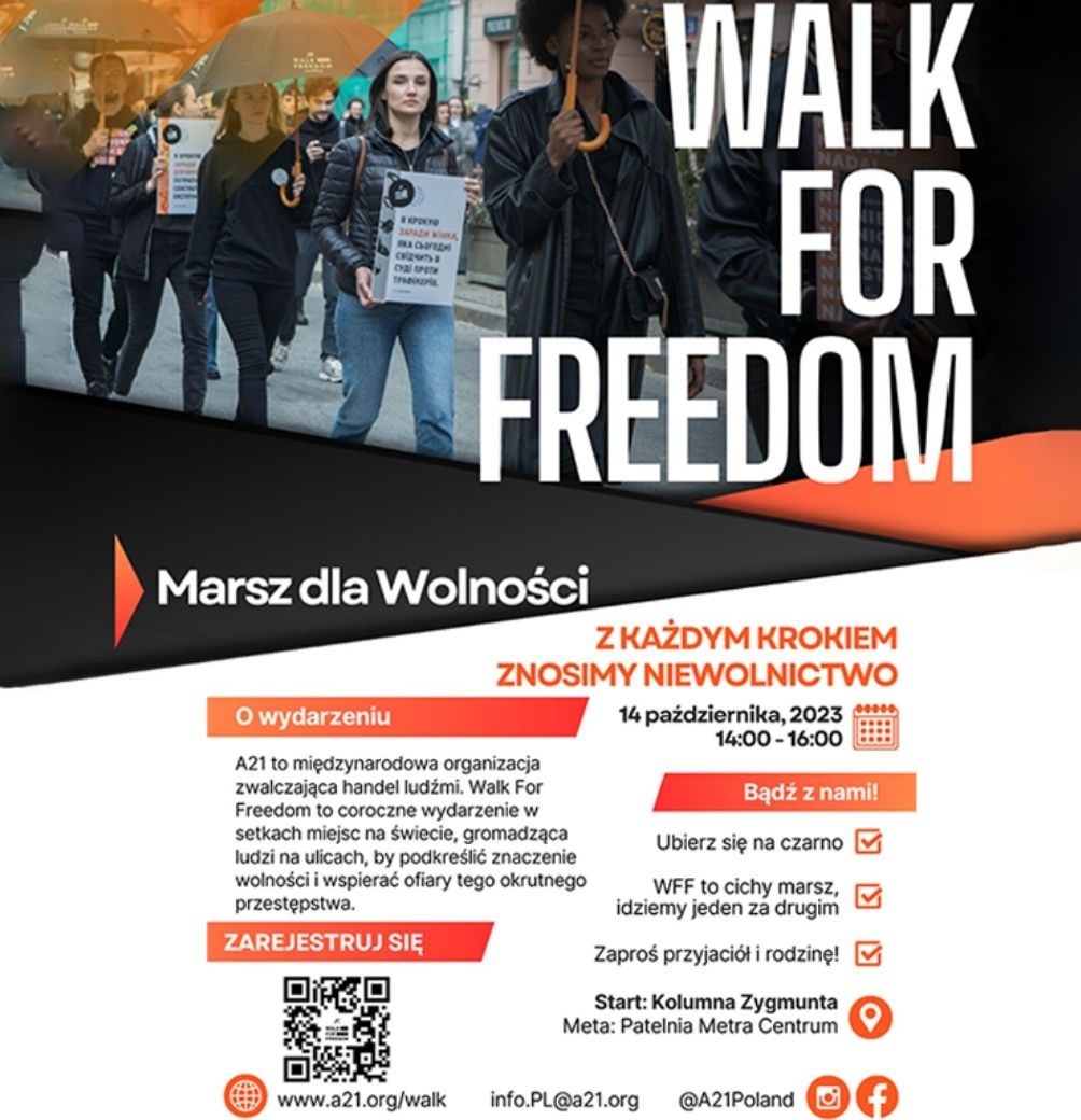 TBNPolska's tweet photo. #WalkForFreedom – globalny marsz przeciwko współczesnemu niewolnictwu już 14.10. Tysiące ludzi wyjdzie na ulice setek miast na całym świecie, aby podnieść świadomość na temat handlu ludźmi i sposobów jego zwalczania. Dołącz do nas w #Warszawa! #MarszDlaWolności #A21 #handelludźmi https://t.co/Sl1bo0ouaK