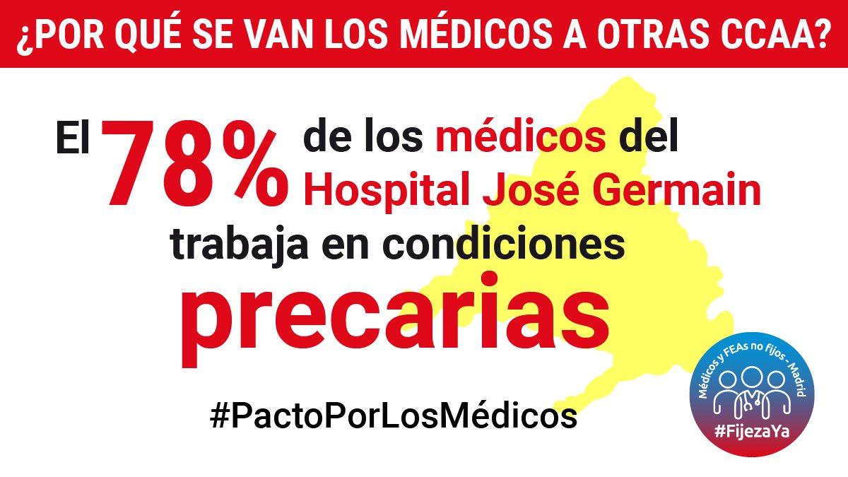 <a href="/SaludMadrid/">Salud Madrid</a> <a href="/ComunidadMadrid/">Comunidad de Madrid</a> Siempre los facultativos de <a href="/SaludMadrid/">Salud Madrid</a> y <a href="/ComunidadMadrid/">Comunidad de Madrid</a> dando el 100% en su trabajo, aunque tengan AÑOS enlazando contratos temporales en fraude de ley, como el 78% de los especialistas del Jose Germain #FijezaYa #FatimaMatute <a href="/IdiazAyuso/">Isabel Díaz Ayuso</a> #PactoPorLosMedicos