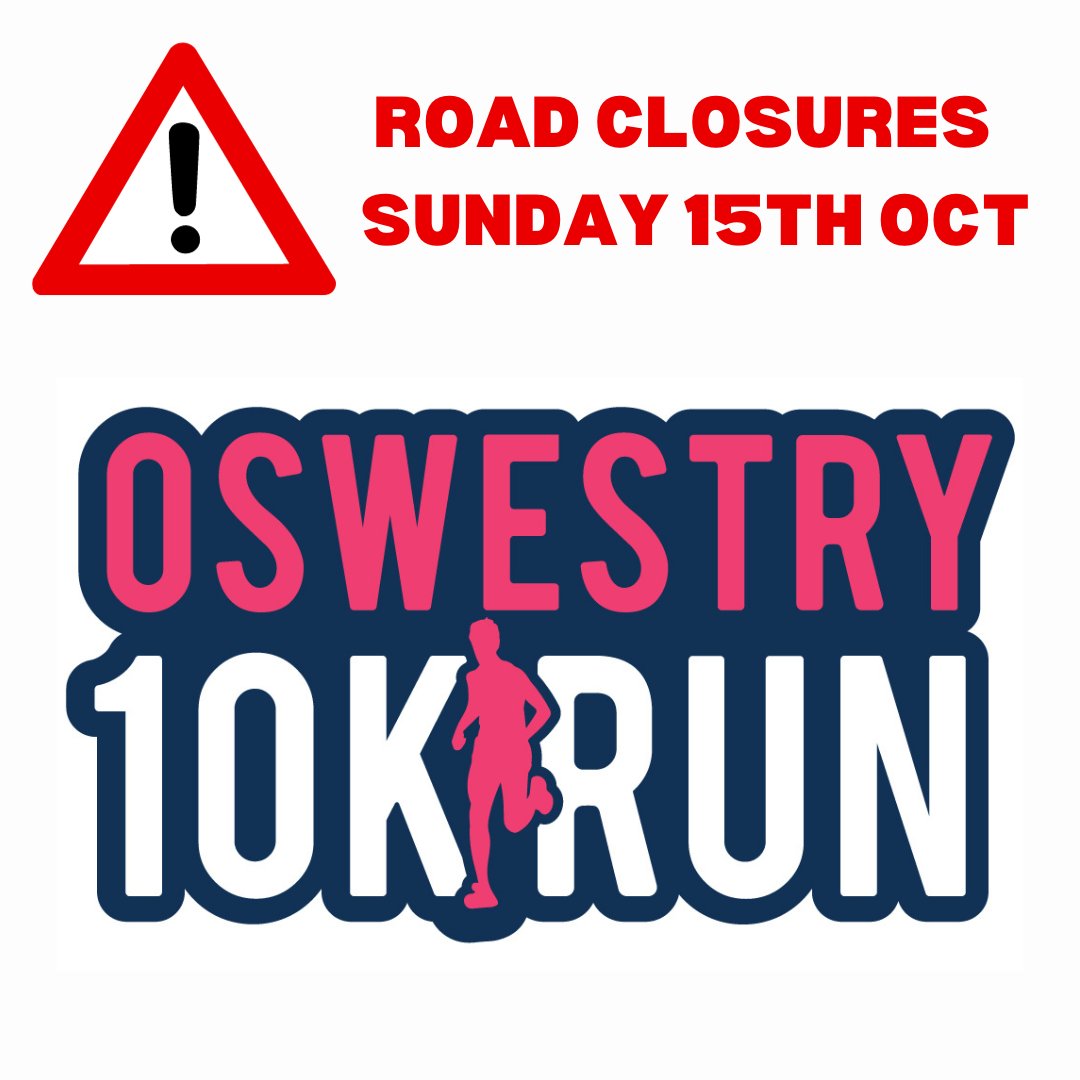 On Sunday, 15th of October, Oswestry is hosting a 10k run and there will be road closures in place. Motor vehicles must not enter the course in certain areas between 8.45am and 10.30am. For further info visit the one network website one.network