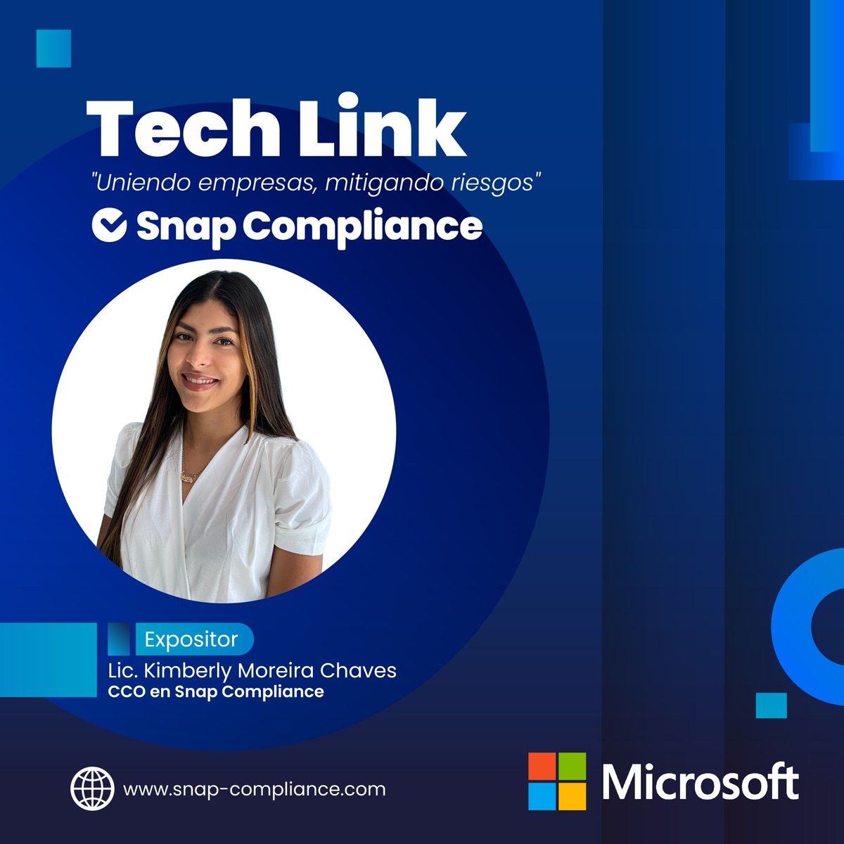 SnapCompliance's tweet image. 👏🏻  ¡Estamos a 1 semana!🤩​

🇨🇷 Edgar Núñez, nuestro experimentado COO en Snap Compliance, 👨‍💼

🇨🇷 Kimberly Moreira Chaves - Chief Commercial Officer en Snap Compliance 💼 

Acompáñanos en Tech Link y mitiga tus riesgos: bit.ly/Tech_Link
#SnapCompliance #AML #TechLink
