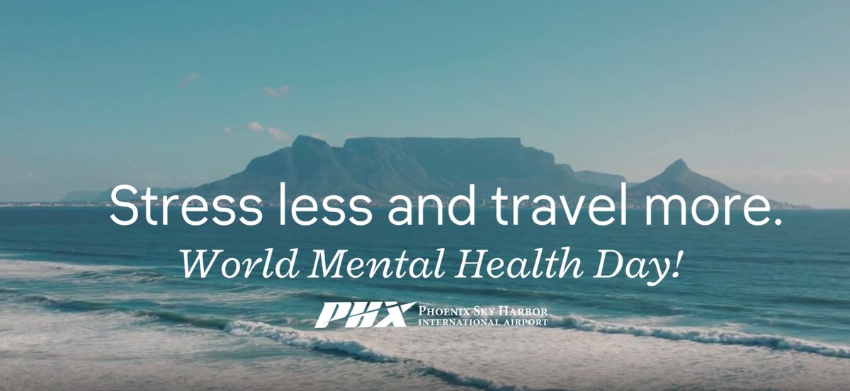 PHXSkyHarbor's tweet photo. It’s Mental Health Day! Take a moment to relax and take in the #PHXviews by riding the PHX Sky Train® from one point to the other. 😃
#PHXSkyTrain® #SkyHarbor #mentalhealth https://t.co/ra6NazuBOH