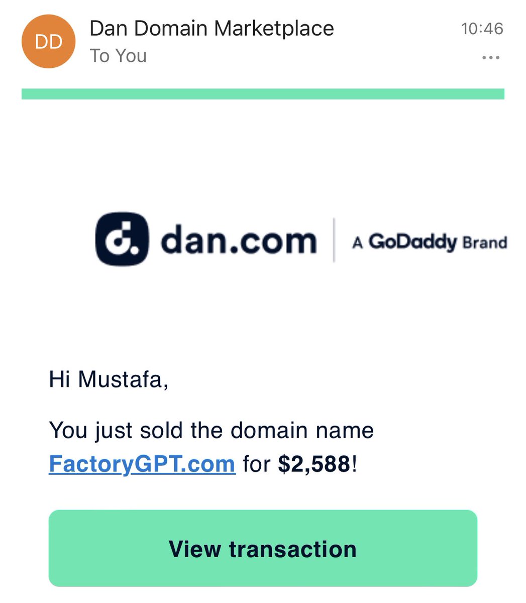 ✅ 

SOLD

Another GPT domain sold. Best of luck to the buyer. 🙏 
It’s a handreg. Hold time about 9 months. Inbound sale.  Thanks Dan.com for another express domain transfer and checkout (less than 12 hours in total) 

#DomainNames #GPT