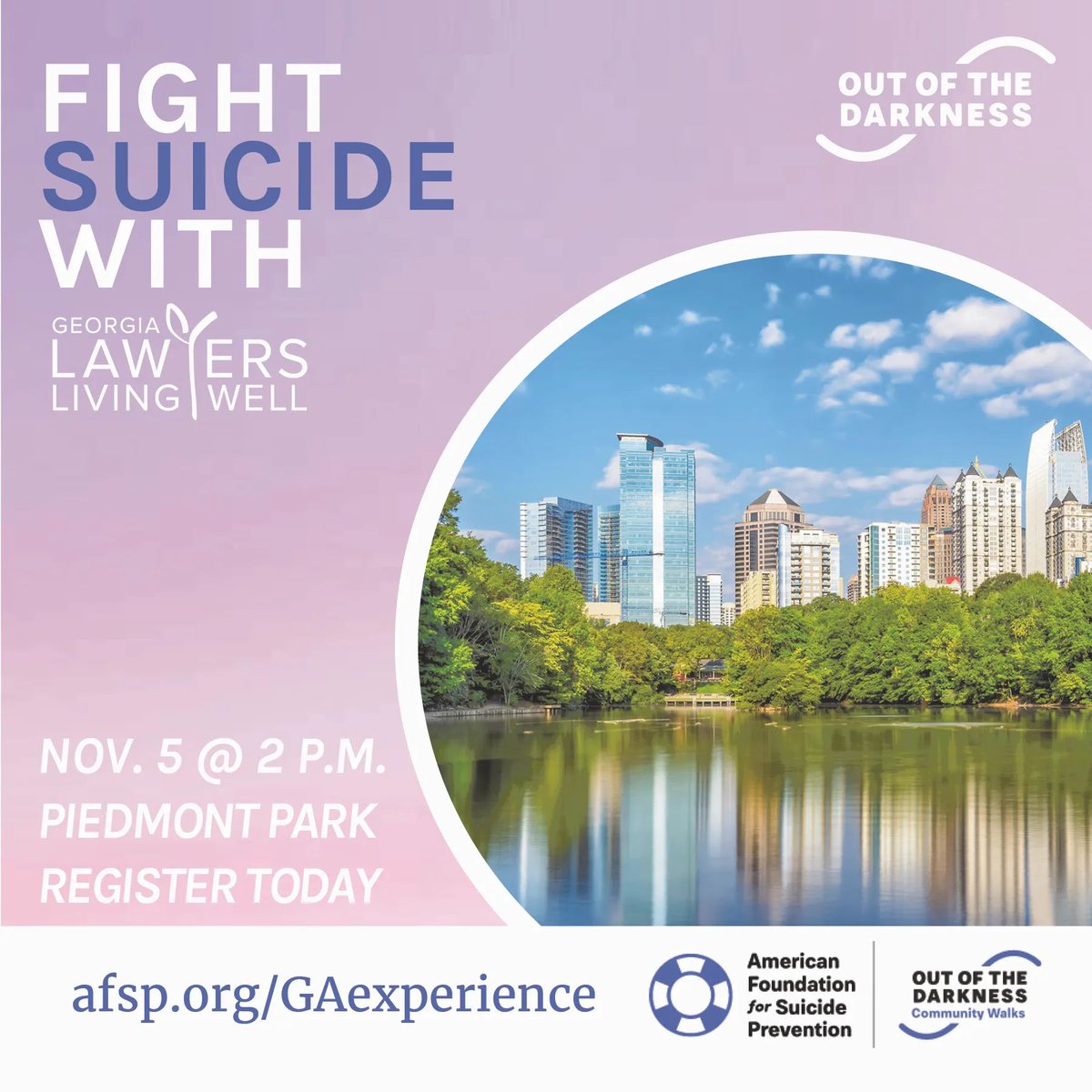StateBarofGA's tweet photo. Join the Suicide Awareness and Prevention Committee and the Attorney Wellness Committee for the 2023 Out of the Darkness Walk on Sunday, Nov. 5 at 2 p.m. Register for the @StateBarofGA #LawyersLivingWell team today! We hope to see you at the Walk! https://t.co/PQeGTfFgpv https://t.co/bD7Lbb9Bgc