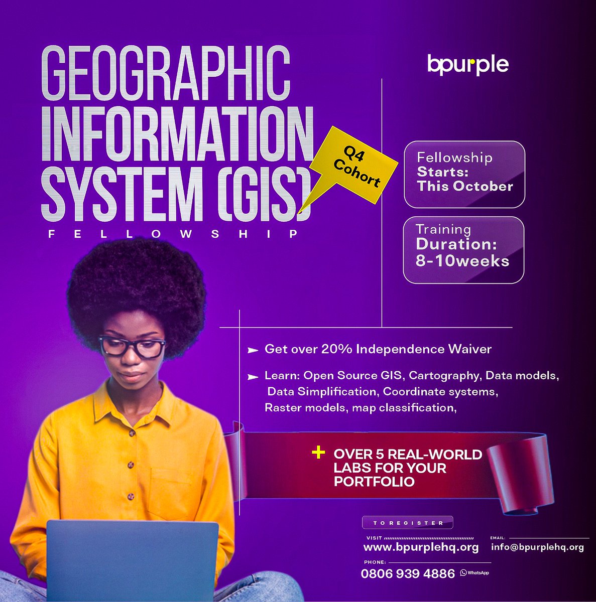 What is GIS ? How important is it ? How to know about it ? How to learn it ? And everything else about GIS here at Bpurple. Just reach out to us and you can be a part of this graceful fellowship. Starting this October and with a 20% independence waiver, let's goo #purplefam #GIS
