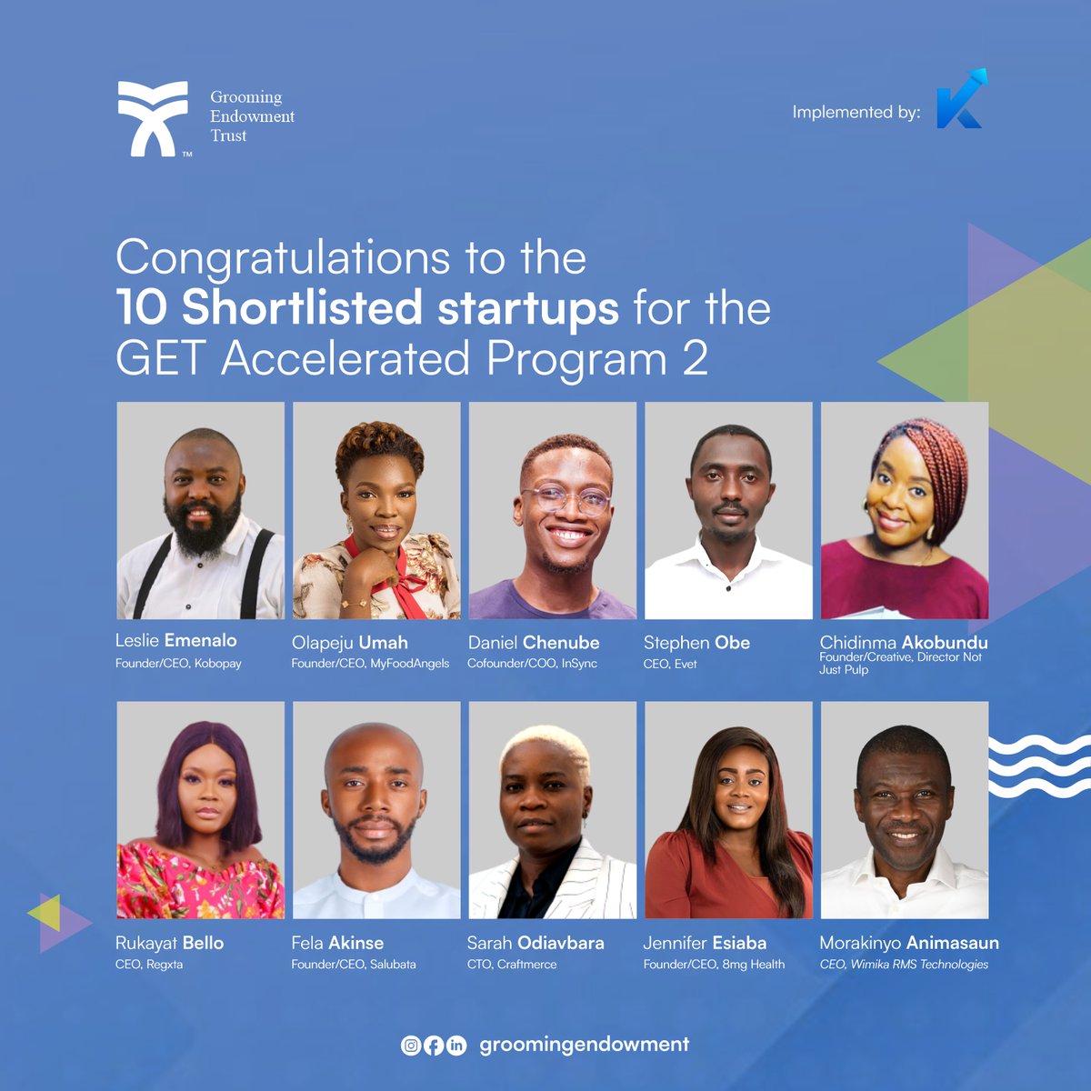Kobopay's tweet photo. 🎉 Exciting News! 🚀 Kobopay has been selected as one of the top 10 startups to join the prestigious GET Accelerated program! 🌟
Honored to be part of this exceptional cohort. Stay tuned for updates on our exciting journey! 🚀💼 #GETAccelerated #Kobopay #fintech https://t.co/KMJal5riXF