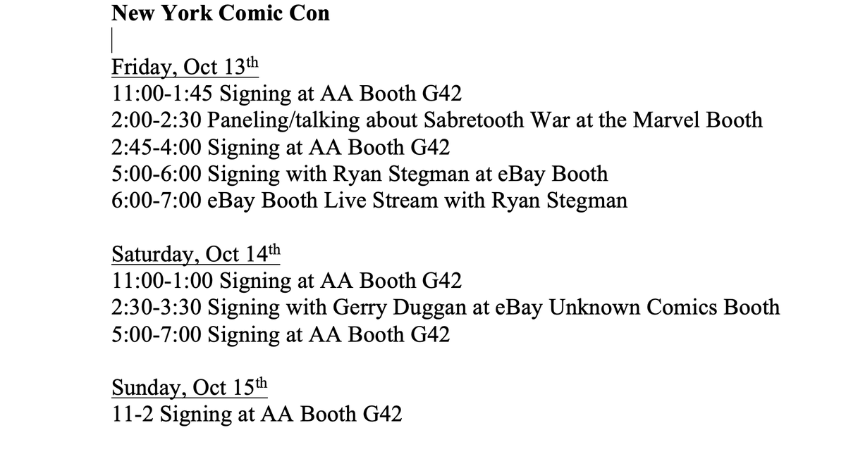 Benjamin_Percy's tweet image. Haven't been to New York Comic Con in...four years maybe? It's the granddaddy of all the nerd gatherings. 200,000 or more will cram into the Javits Center. I'll be there Friday through Sunday. Here is my schedule.

#nycc #nycc23