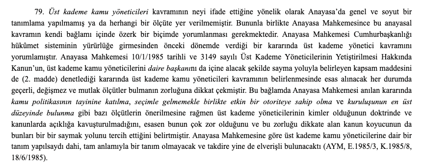 idarefirkasi's tweet photo. Anayasa Mahkemesi bugün yayımlanan 2023/63 K. sayılı kararı ile ilk kez "üst kademe kamu yöneticileri" kavramına bir çerçeve çizmeye çalışmıştır. https://t.co/p4ZQBP4G91