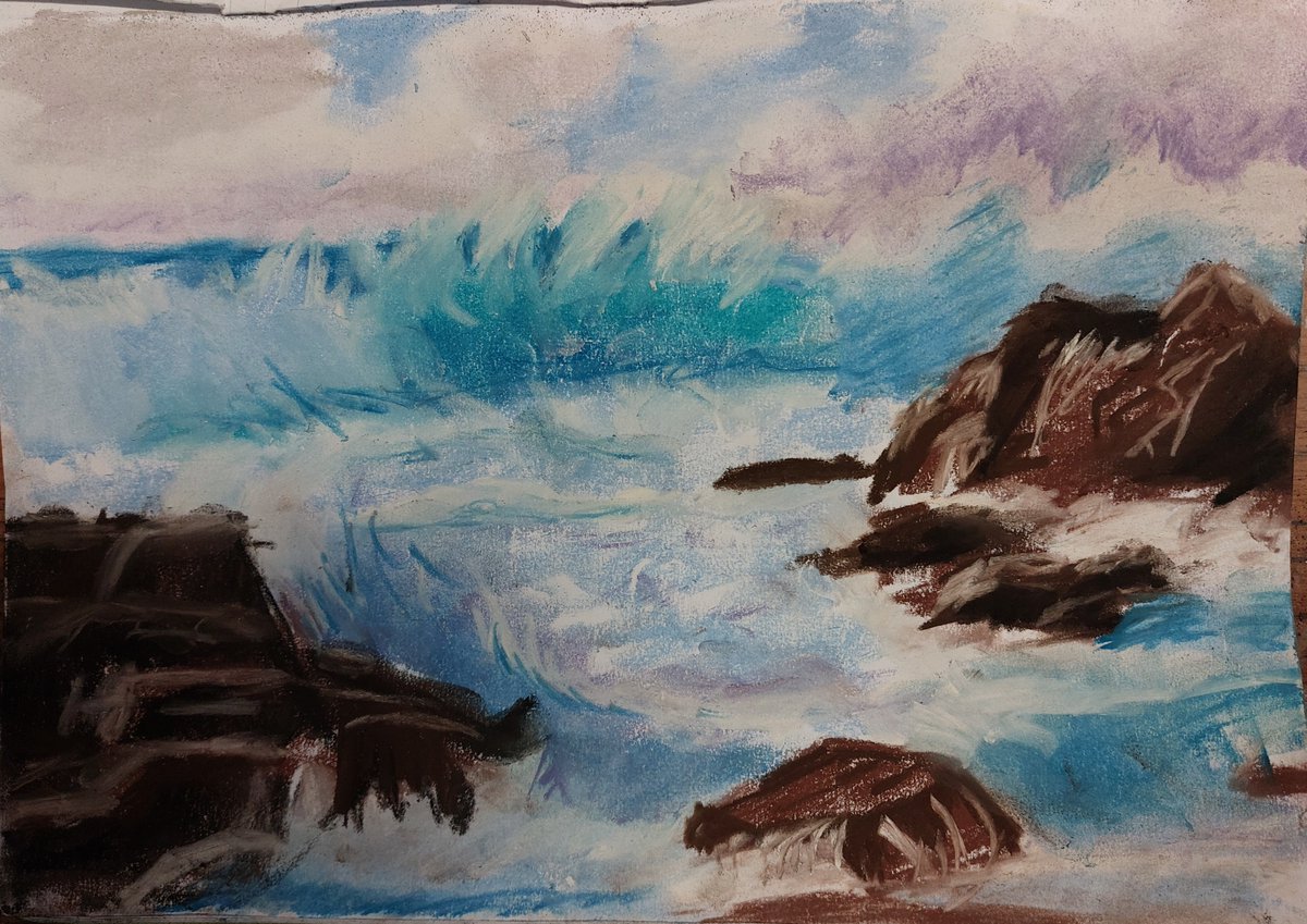 Playing about with soft pastels this morning. Never used them before; it was fun but very messy!
