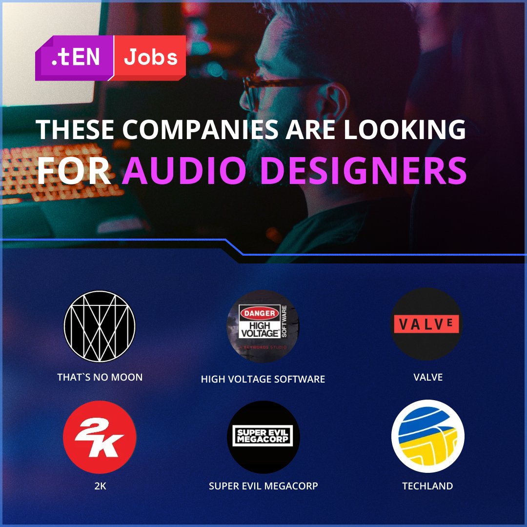 tengg_jobs's tweet photo. Discover the latest job openings for Audio Designers in the gaming world! 🎶🎮
#AudioDesigner #SoundDesigner #gamedevjobs https://t.co/slcM03VJgG