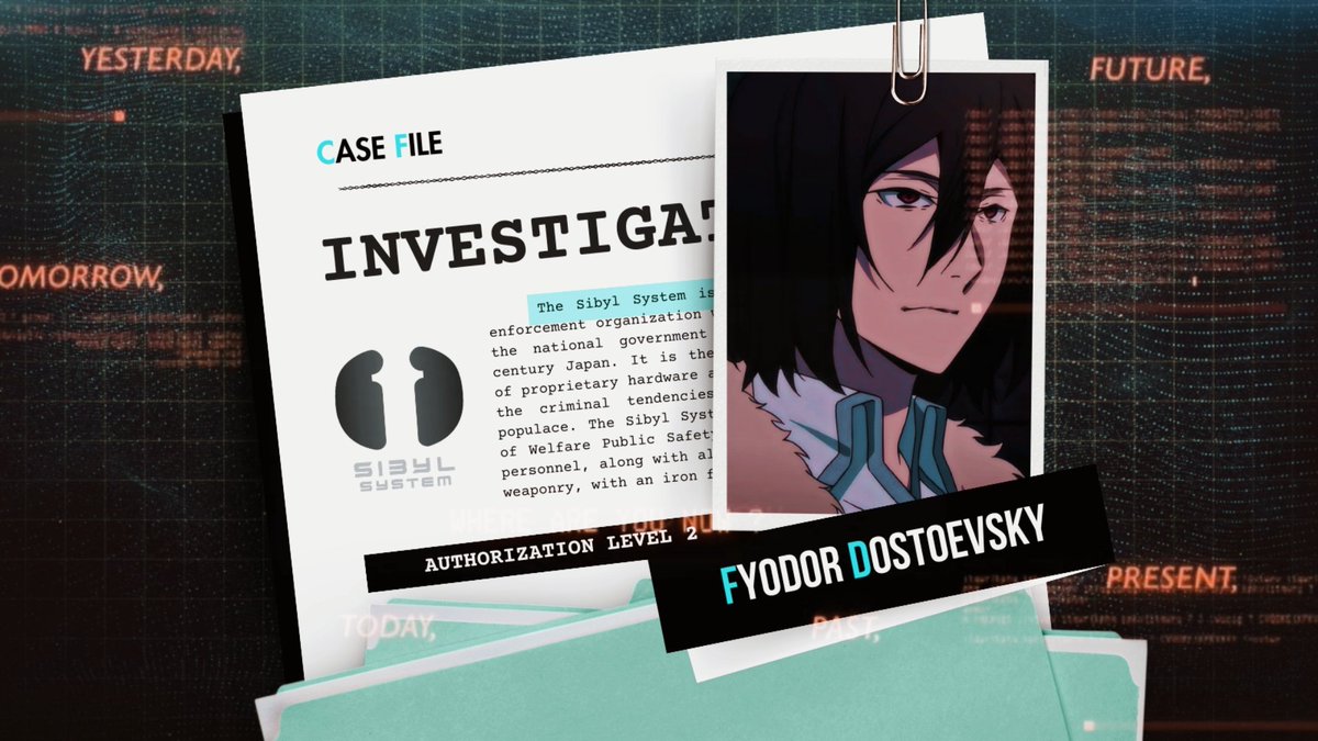 SL204CHALIS's tweet photo. The Sibyl System is not as perfect as we thought. With the recent truth of our absolute judgement, I, Fyodor Dostoevsky, have decided to bring justice with my own hands and restore the balance of society one more time. https://t.co/gAXoMbvQzJ