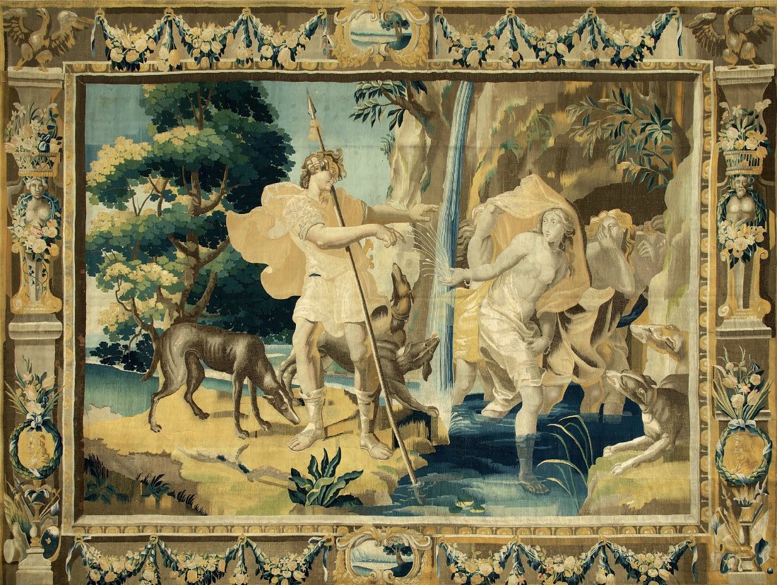 MuseeLouvre's tweet photo. [#AcquisitionsLouvre]
 
📣 Le musée du #Louvre préempte, pour le département des #ObjetsdArt, une tapisserie flamande du milieu du 17e siècle mettant en scène Diane et Actéon, une tapisserie aux armes de la famille Parreno-Calderon tissée vers 1550 à Bruges, et une tapisserie réalisée d’après un modèle de Charles Le Brun à la Manufacture des Gobelins, s’insérant dans la tenture des Enfants du Printemps.