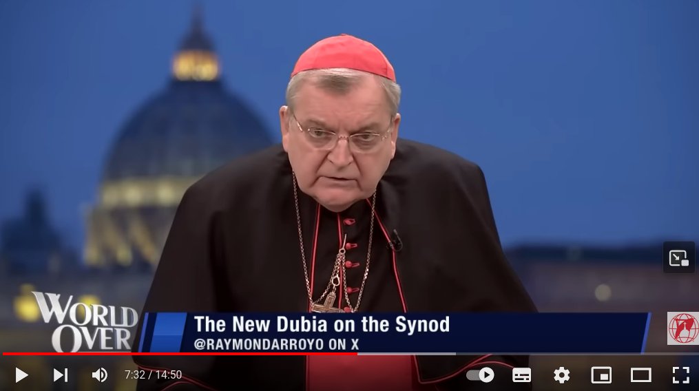 ab_couet's tweet photo. "Ceux qui rejettent les vérités de la foi, c’est eux qui deviennent schismatiques". Cardinal Burke
« Le Seigneur Jésus a promis qu'Il sera avec nous dans l’Église Catholique jusqu’à la fin des temps. Le Seigneur ne ment pas, nous avons foi en Lui. Nous avons simplement à être fidèles et à défendre la vérité de la foi. Et s’il y en a qui rejettent ces vérités de la foi, c’est eux qui deviennent schismatiques ». « Restons avec le Christ dans l’Église Catholique » car « le Seigneur fera que cela aura une bonne fin ». (C'est grave et en même temps plein d'espérance.)
Toute la vidéo en anglais :
https://t.co/lE3q4UAOUU