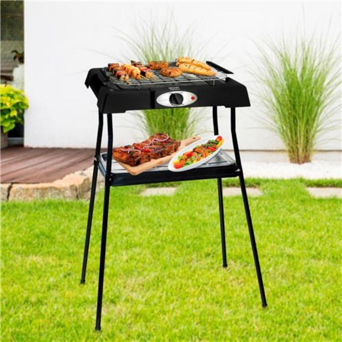 Churrasqueira Elétrica Mallory Montana II Preto – 220V 2 Em 1 Mesa e Suporte com 82cm de Altura